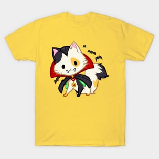 Halloween Chibi Winged Kitty - Calico Vampire Dracula Cat T-Shirt